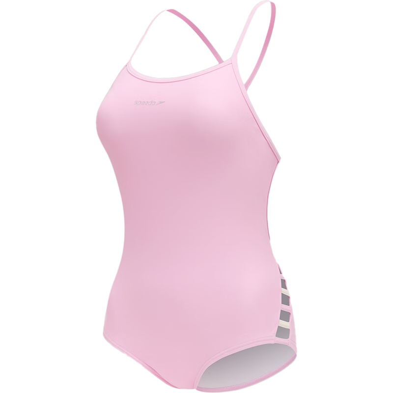 Speedo Free Series Chiffon Free Cross Back Thin Strap High Elasticity Thermal Spring One-Piece Swimsuit for Women, Sunset Pink, Size 34
