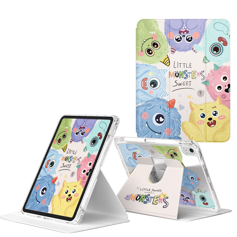 Asiwa IPad Case Compatible with 2026/25 Models, Suitable for 12th/11th/10th Generation Tablets, 11-Inch And 10.9-Inch, with Pencil Holder, 360-Degree Rotation, Shockproof, Anti-Bending, High Transparency, Tri-Fold Desig