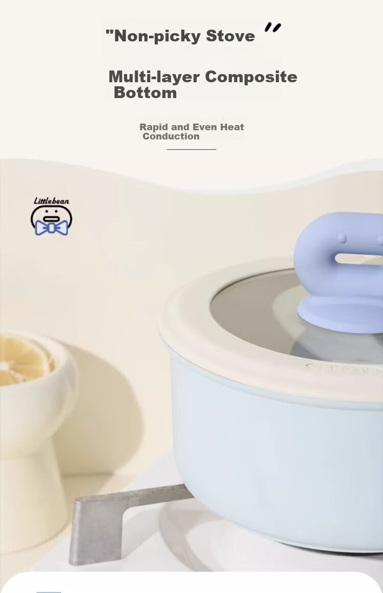 CaROTE Non-Stick Milk Pot for Babies And Toddlers, Maifanite Small Pot for Cooking Noodles, Home Use Steaming And Soup Pot, 18cm Set 7
