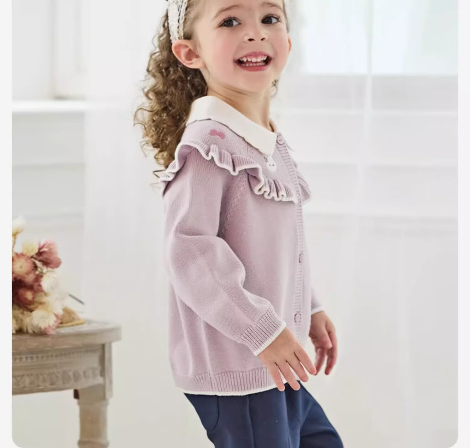 DAVE & BELLA Girls' Sweater Cardigan Cotton Knitwear Autumn Kids Stylish Jacket 2