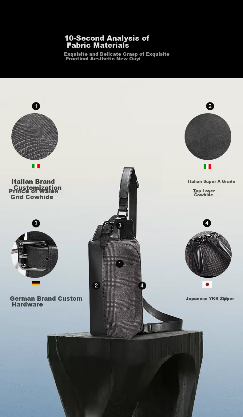 BVP Italian Leather Crossbody Bag, Men's Chest Pack, Spring And Summer Fashion Cowhide Shoulder Bag, Men's Backpack, Birthday Gift 10