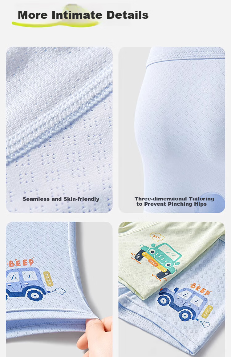 AIBEDILA Boys' Underwear, Summer Thin Ice Silk Breathable Underpants, Comfortable Boxer Briefs for Older Boys 11