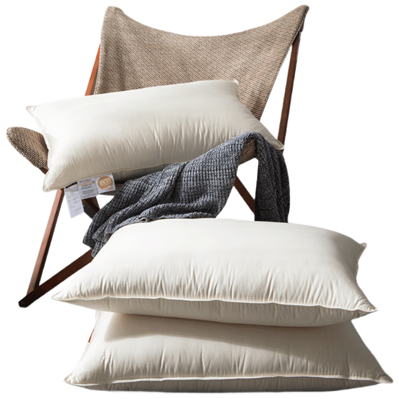 SHEONE down Pillow, 95% White Goose Down, 100-Count Pure Cotton Adult Pillow, Single Pack, 48*74cm