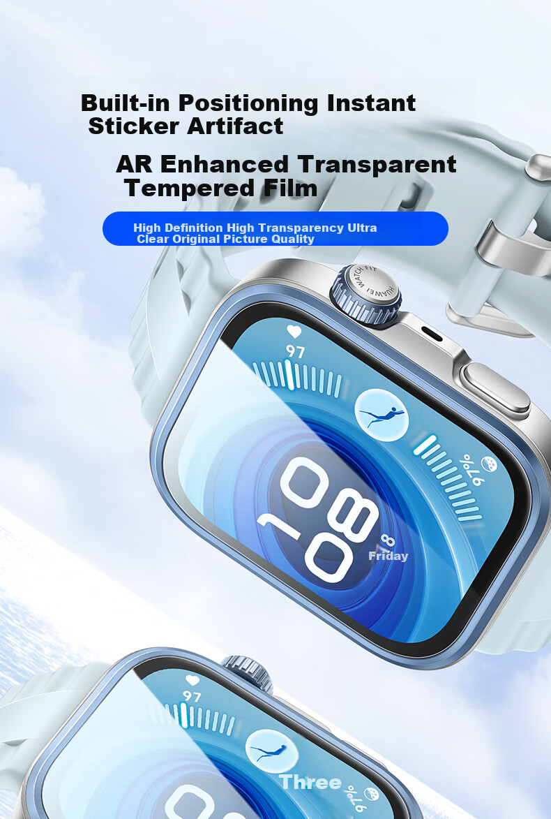 Smorss [2 Pieces AR Anti-Glare Quick Application Tool] for Huawei Watch Fit 4 Pro Protective Film, Huawei Watch Fit 4 Pro Tempered Glass Film, Anti-Glare, Anti-Reflective, Scratch-Resistant Watch Film 1