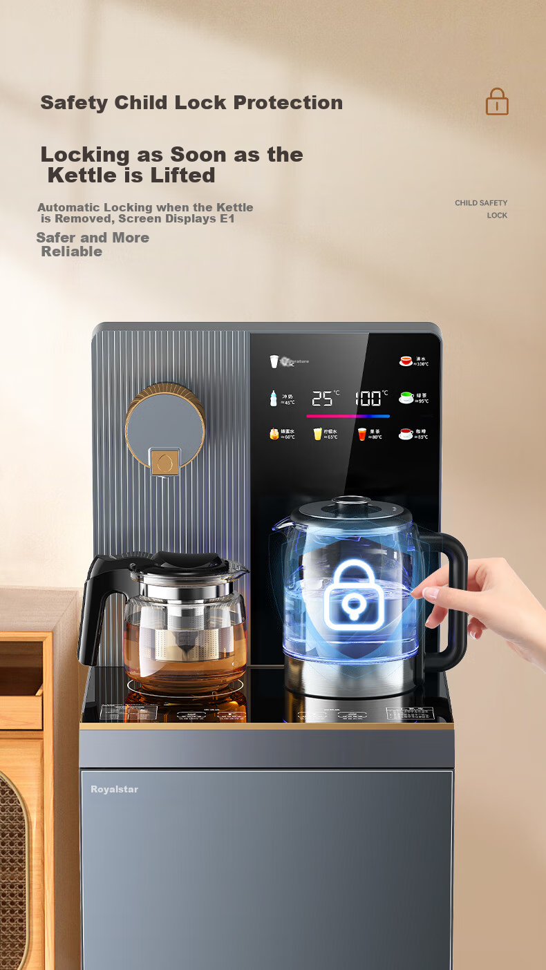 Royalstar Home Under-Counter Water Dispenser with Metal Side Panel, Voice Control, Remote Control, Running Light, Large Screen, Anti-Overflow Kettle And Tea Bar Machine Sold by JD Heating Model CY2835 8