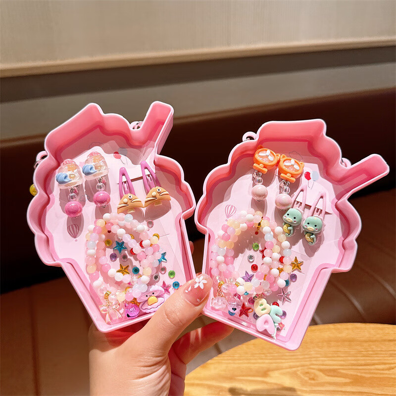 Jiaxiang Children's Necklace Jewelry Gift Box Set for Girls Baby Hair Clips [Seahorse Style 6-Piece Set] 8