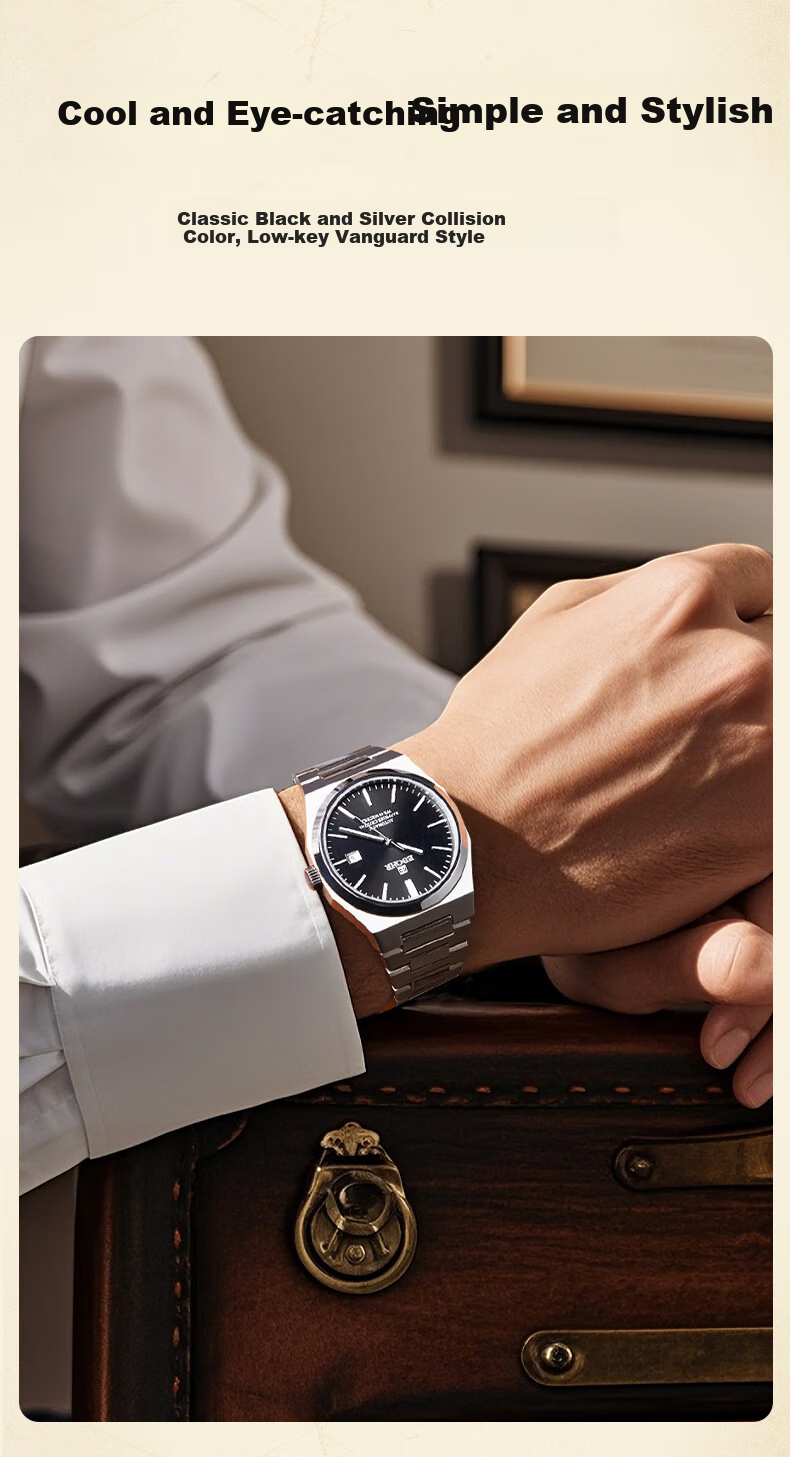 EBOHR Men's Master Series Gold Automatic Mechanical Wristwatch, Birthday And Holiday Gift, 51845918 12