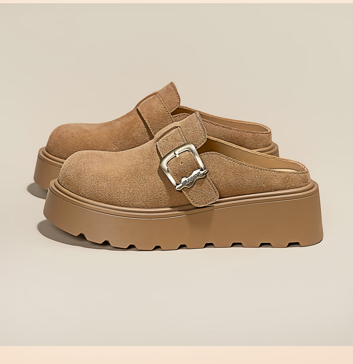 Huili Women's Shoes, Autumn And Winter Fashion Versatile Birkenstock Sandals, Thick-Soled Heightening Comfortable Non-Slip Casual Closed-Toe Slippers, Khaki, Size 38 8