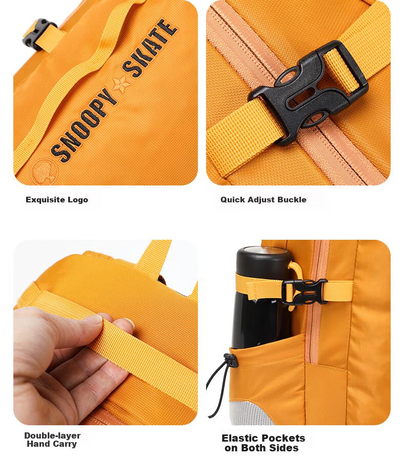SNOOPY Outdoor Hiking Backpack for Women And Men, Lightweight Travel Backpack with Large Capacity, Orange 16