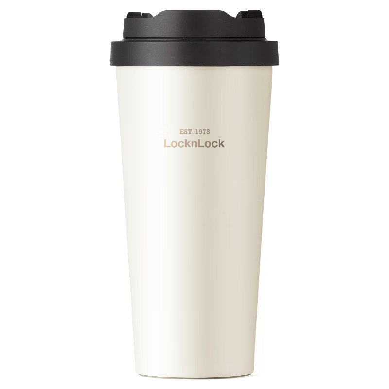 LOCK&LOCK Ceramic-Coated Energy-Saving Insulated Coffee Mug for Men And Women, Portable Water Cup, 550ML, Ivory White