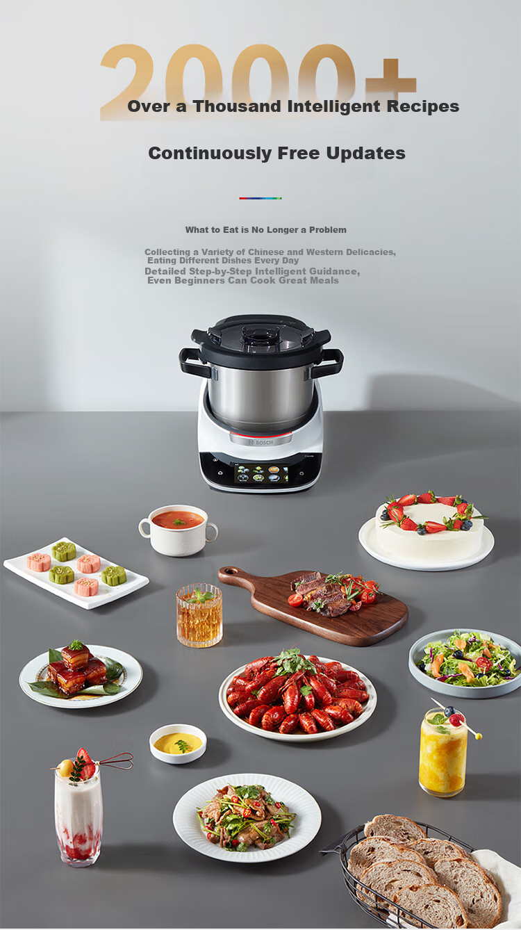 BOSCH [European Import] Cookit Intelligent Inspiration Pot AI Recipe Fully Automatic Cooking Machine Robot Multifunctional 30-In Chef Machine Electric Cooking Pot MCC9555CWC 7