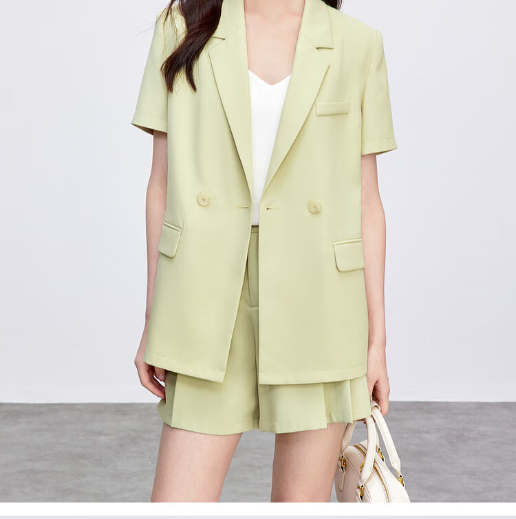 Sentubila Urban Commuter Women's Summer Slim Fit Short Sleeve Blazer and Elastic Waist Shorts Two-Piece Set 19