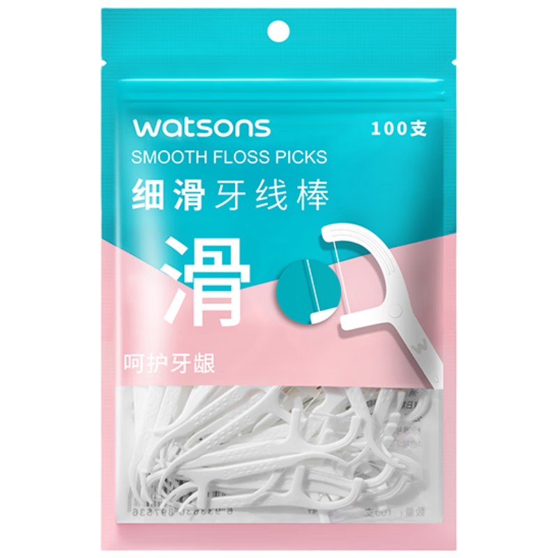 Watsons Smooth Deep Care Dental Floss Picks 100pcs/Bag (For Tight Teeth Gaps, Stronger Durability)