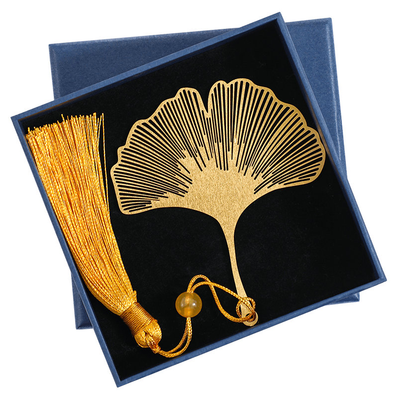 Jiaran Heng Brass Metal Bookmark Gift Box Graduation Gift for Teachers and Friends Chinese Style Cultural Creative Souvenir Customizable Ginkgo Leaf