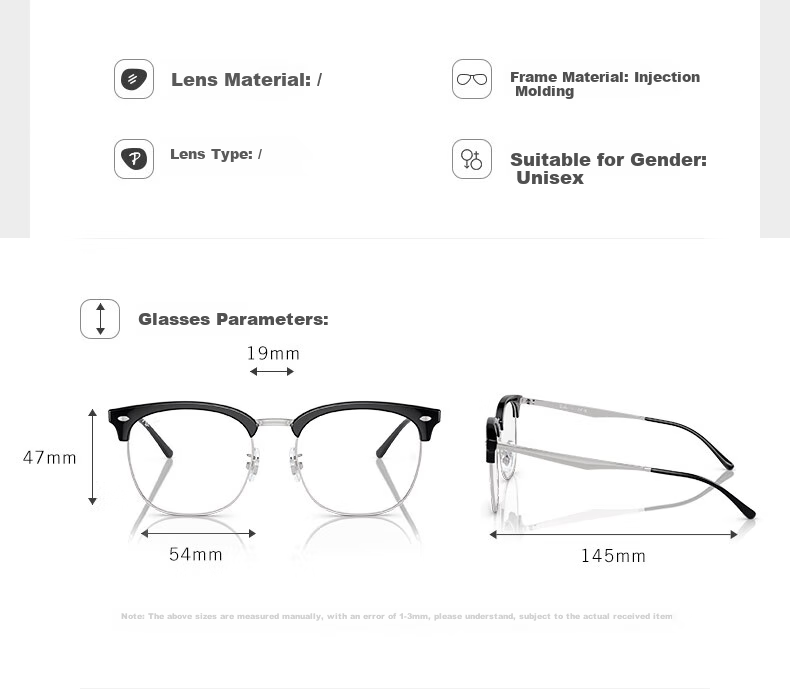 RayBan Optical Frame, Square Black Frame, Semi-Rimless Myopia Glasses Frame, 0RX7318D 8326 Gift 1