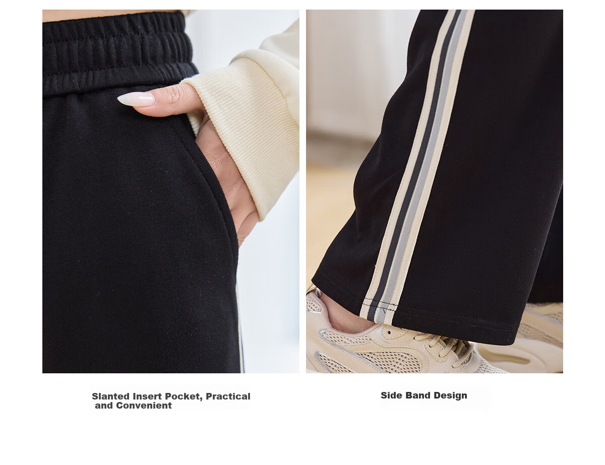 Halo Queen Casual Pants for Women, Spring And Autumn High-Waisted Letter Side Slit Loose Wide-Leg Trousers H143K2003 9