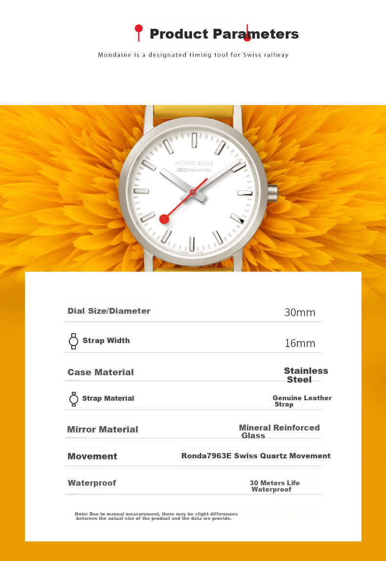 Mondaine Swiss Imported Genuine Quartz Couple Watch, Qixi Valentine's Day Gift, A660.30360.16SBE 7