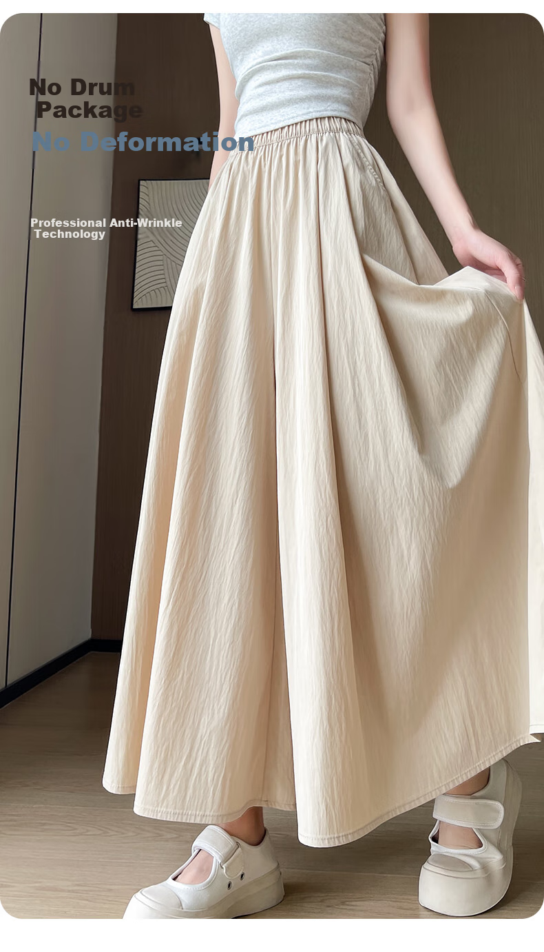 FitonTon Women's High-Waisted Slimming A-Line Skirt Pants, Trendy Casual Loose Wide-Leg Trousers for Summer 2026 New Collectio 10