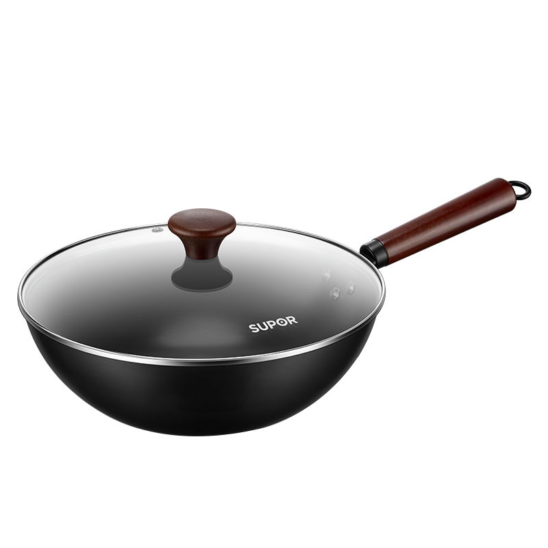 SUPOR Wok Iron Pan Uncoated Stir-Fry Pan Gas Stove Seasoned Iron Pan Household Pure Iron Rust-Proof Anti-Puncture FC34AJ2