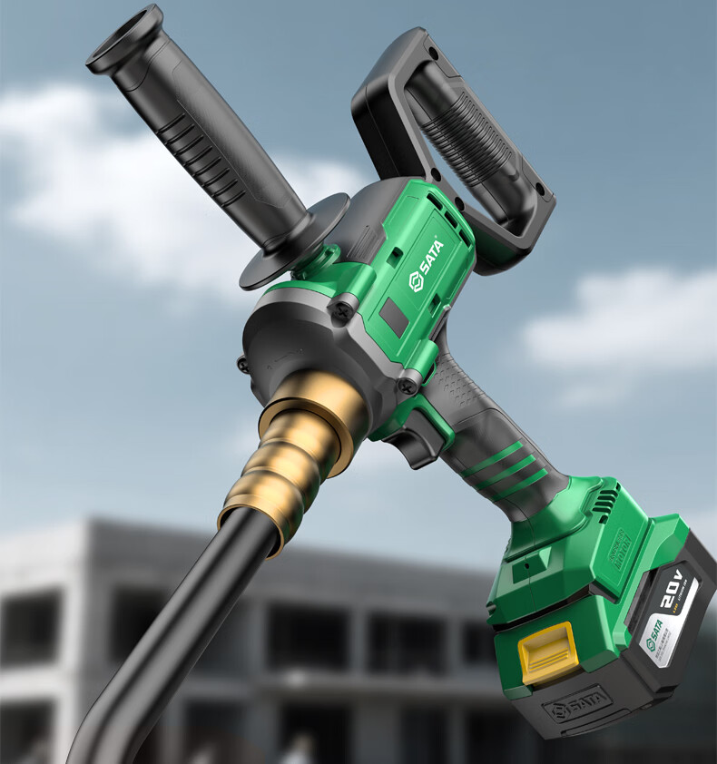 Shida (SATA) Lithium Battery Brushless Concrete Vibrator, Handheld Construction Site Rechargeable Concrete Vibrator D05540 with Two Batteries 2