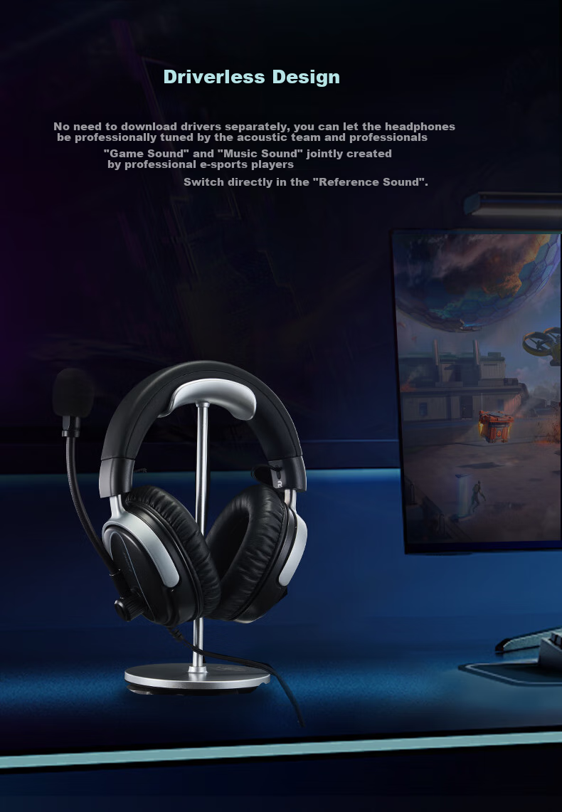 Leimoren Lomz Step W Gaming Headset for CSGO, HIFI High-Quality Computer USB Wired Active Noise Cancellation 7.1 Surround Sound Headphones with Microphone for Sound Positioning 6