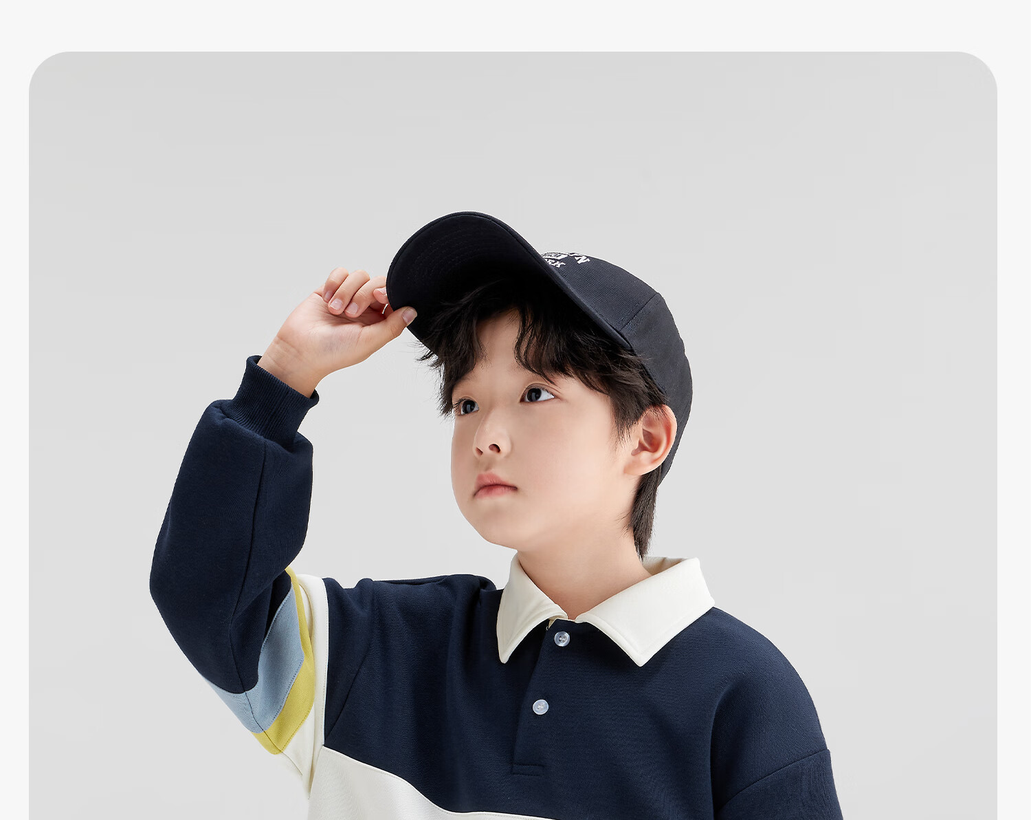 Zuoxi Boys' Polo Shirt Sweatshirt, 2026 New Trendy Children's Striped Color-Block Pullover, Navy Blue, Size 160 17