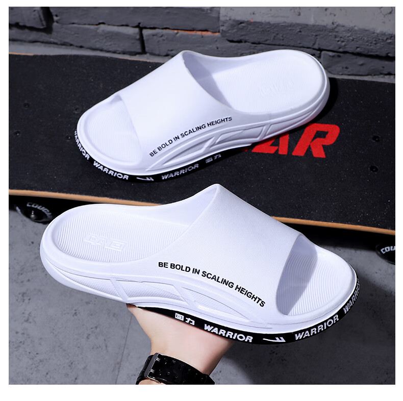 Warrior Men's Non-Slip Deodorizing Sandals, Comfortable Summer Outdoor Indoor Home Bathroom Slippers 3B22 White And Black 44-45 3