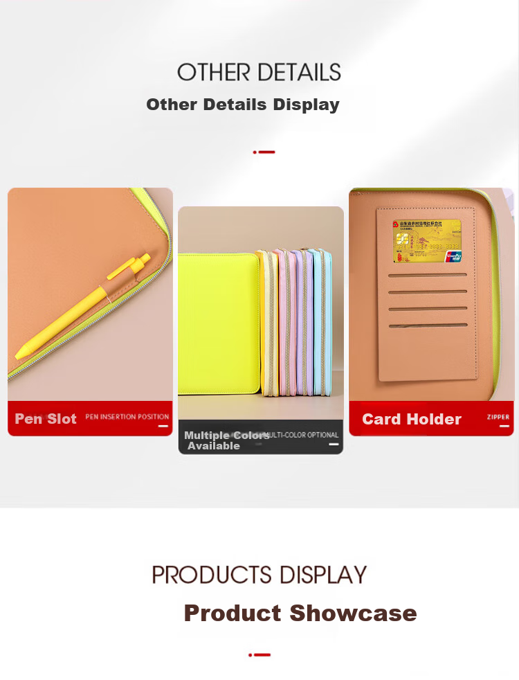 Weimei A5 Business Loose-Leaf Notebook, Multifunctional Zipper Notebook with Detachable Refillable Pages, 25K Simple Meeting Record Book, Work Diary, Customizable 9