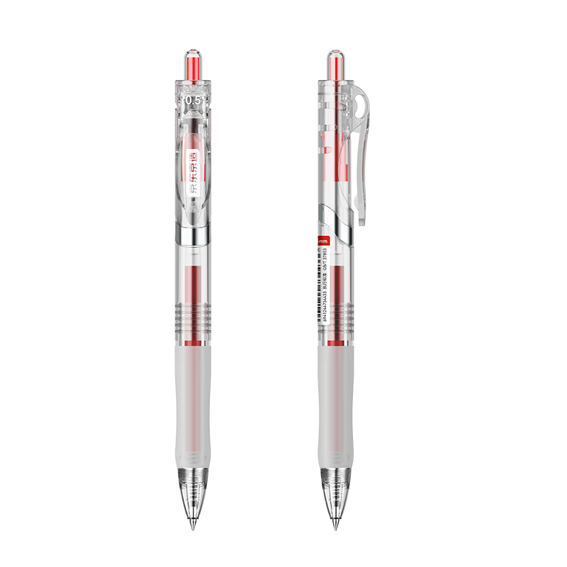 JD Original Xiaojingang Retractable Gel Pen, White Protective Cover, Stylish Design, Quick-Drying, Drop-Resistant, Office Pen, Bullet Tip for Exam Practice, 0.5mm, Red, 12 Pcs, JD1005