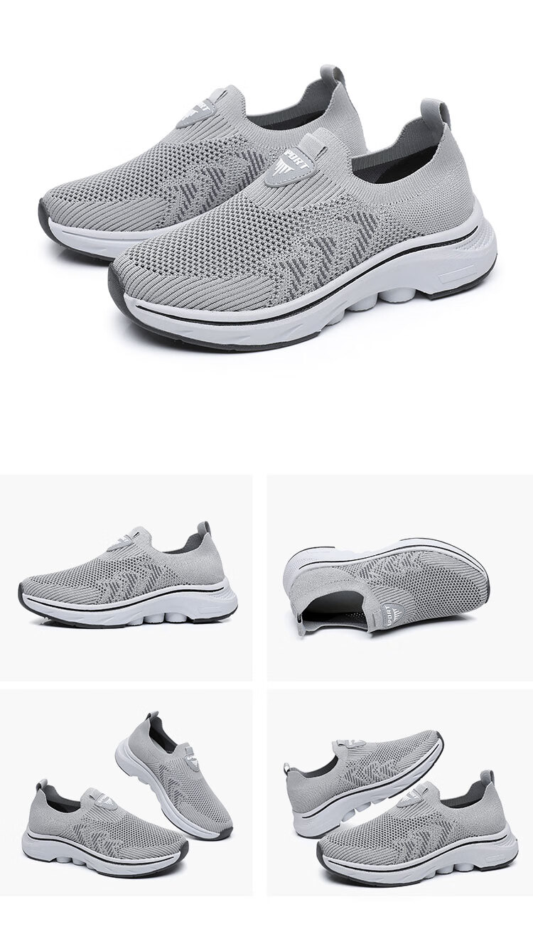 Anglerfish Old Beijing Cloth Shoes Women's Summer Breathable Mesh Slip-On Walking Shoes A6008 Gray Size 38 24