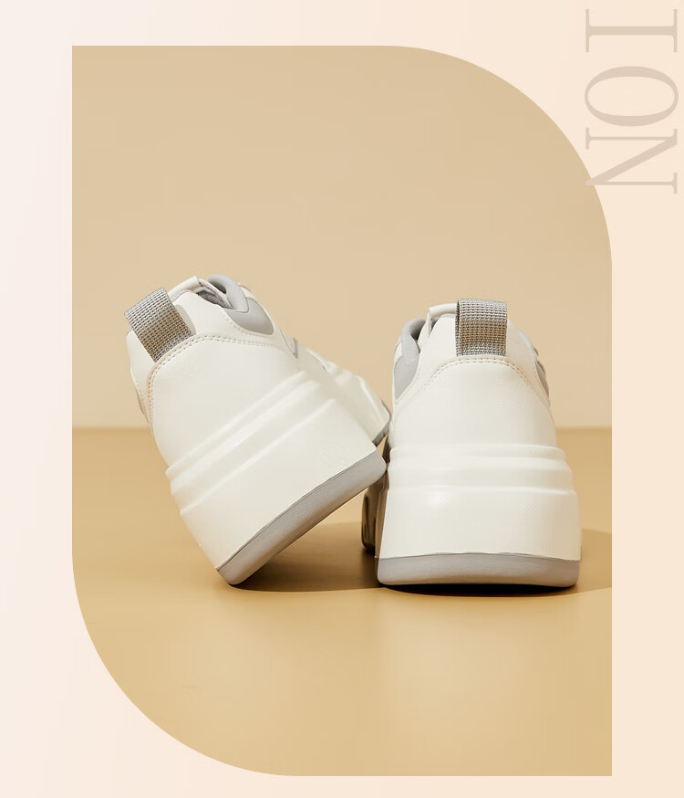 DAPHNE Genuine Leather Thick-Soled White Sneakers for Women, 2025 Spring New Versatile Height-Increasing Casual Sports Shoes, Gray 3
