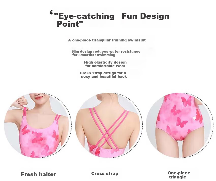 Barbie Women's Competitive Swimsuit One-Piece Triangle Sexy Printed Backless Swimwear for Professional Training in Swimming Pools 2