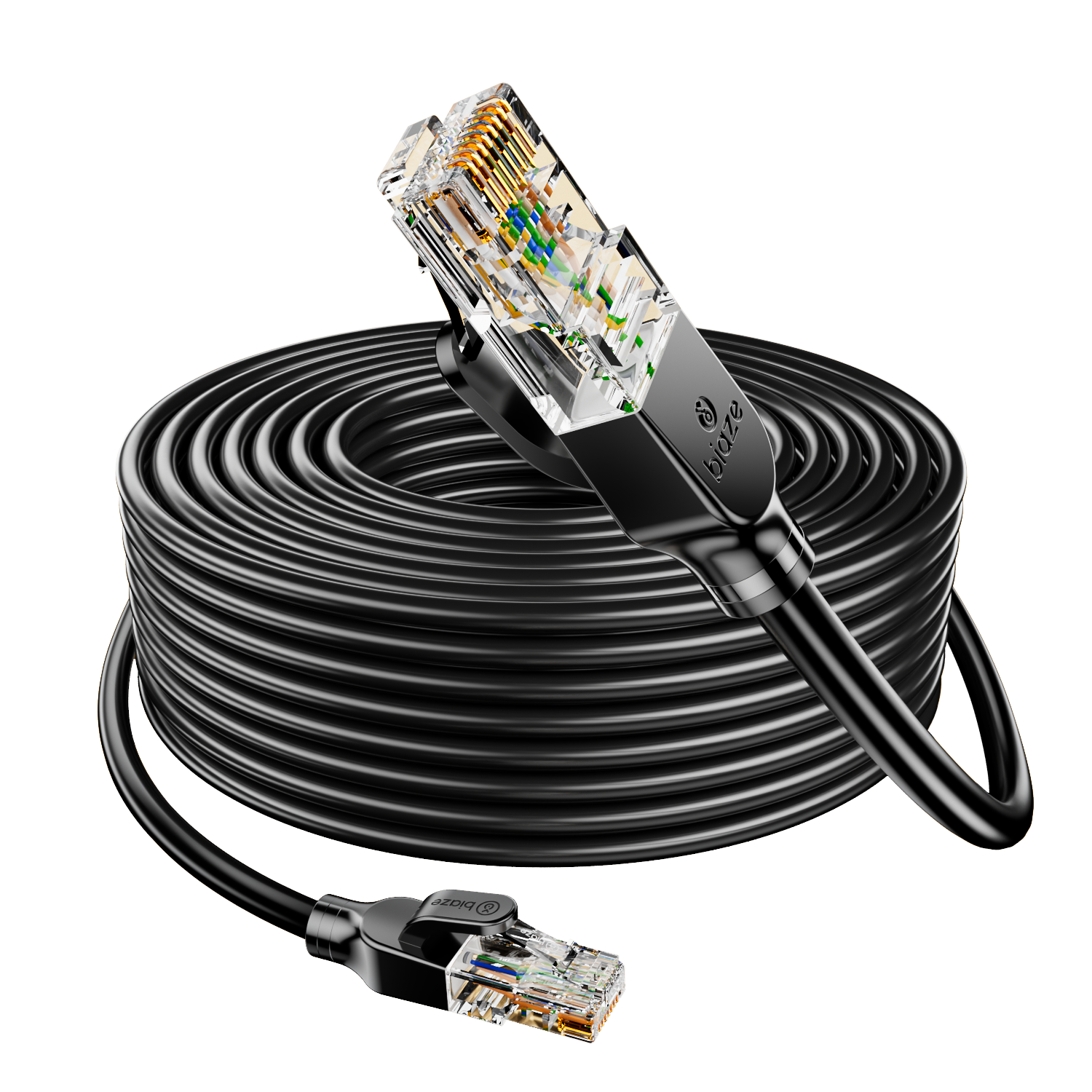 BIAZE Pure Copper Cat6A Ethernet Cable 15m Cat6A 10Gbps Network Patch Cable Compatible with Gigabit 8-Core 2.5G Home Computer Broadband Engineering Cable