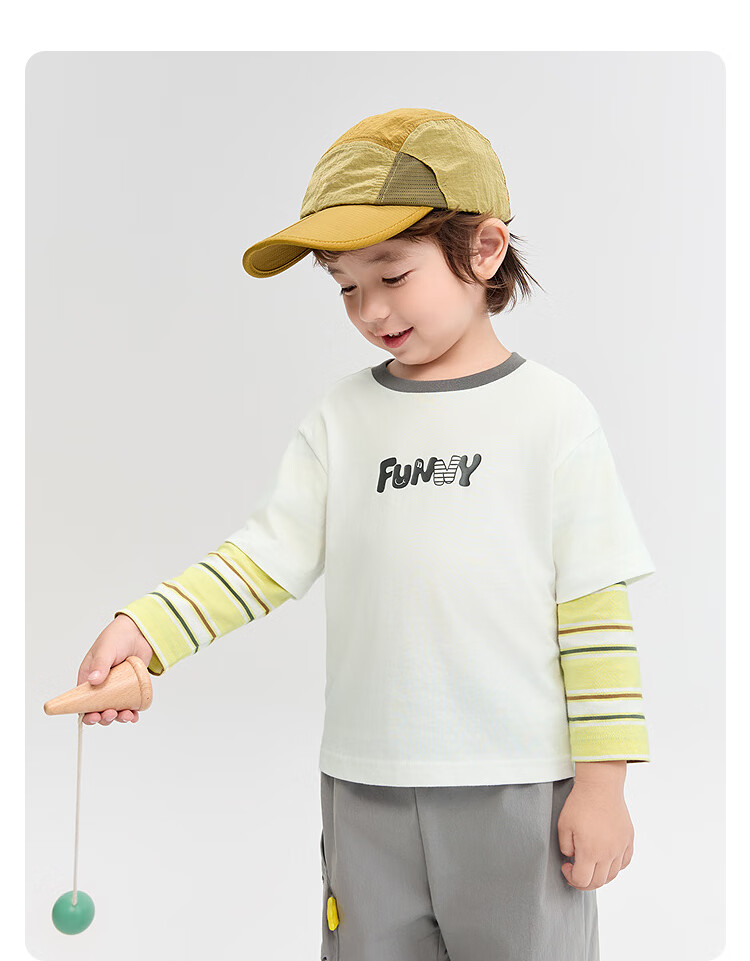 BALABALA Children's Clothing Baby T-Shirt Faux Two-Piece Long-Sleeve Top for Girls, Autumn Wear 2025, Printed Cute 209325100004 12