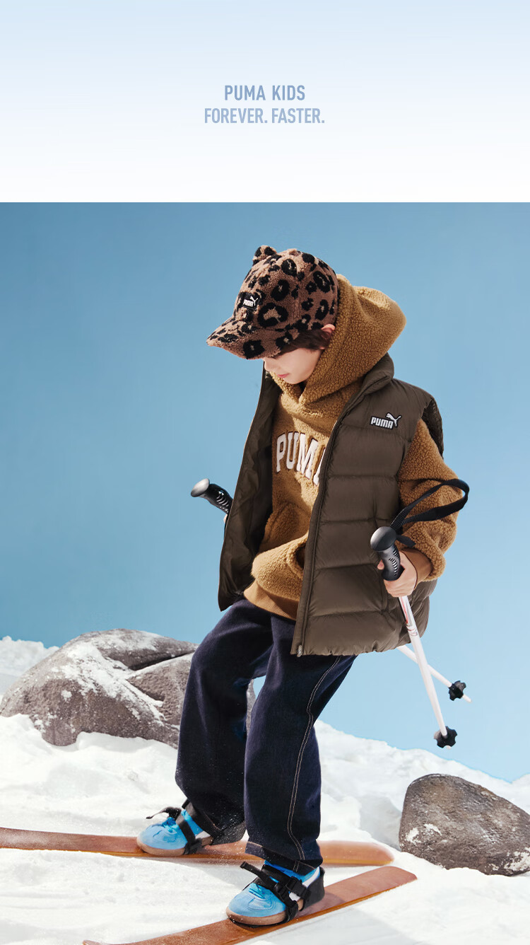 PUMA New Kids Winter Down Vest Lightweight Warm Stylish Off-White 10301 Size 130 29