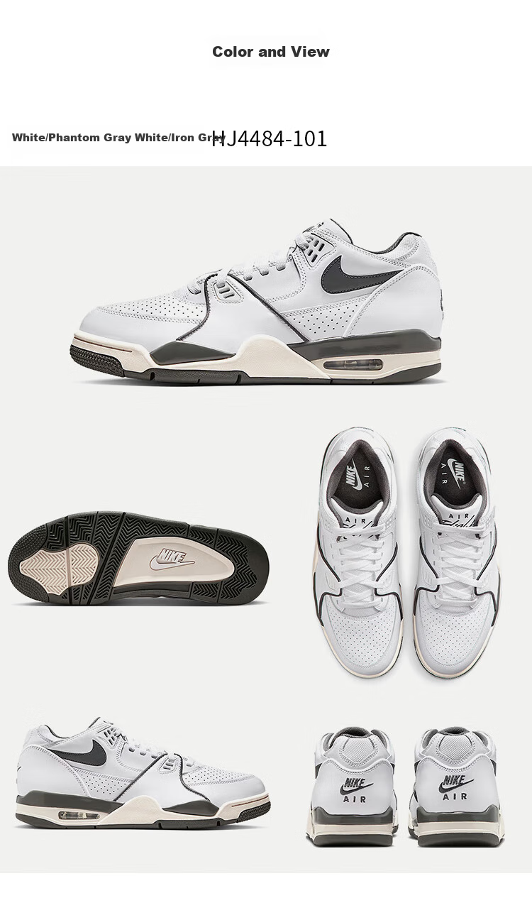 NIKE Men's Casual Shoes AIR FLIGHT '89 LOW Sneakers HJ4484-101 White-Gray Size 40 4