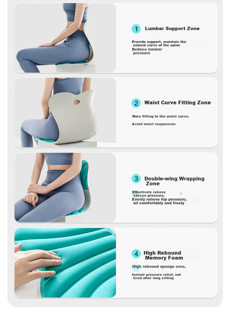 JD Original Posture-Correcting Lumbar Support Cushion, Back Support for Students, Seat Cushion, Breathable Ergonomic Lumbar Support Pad 11