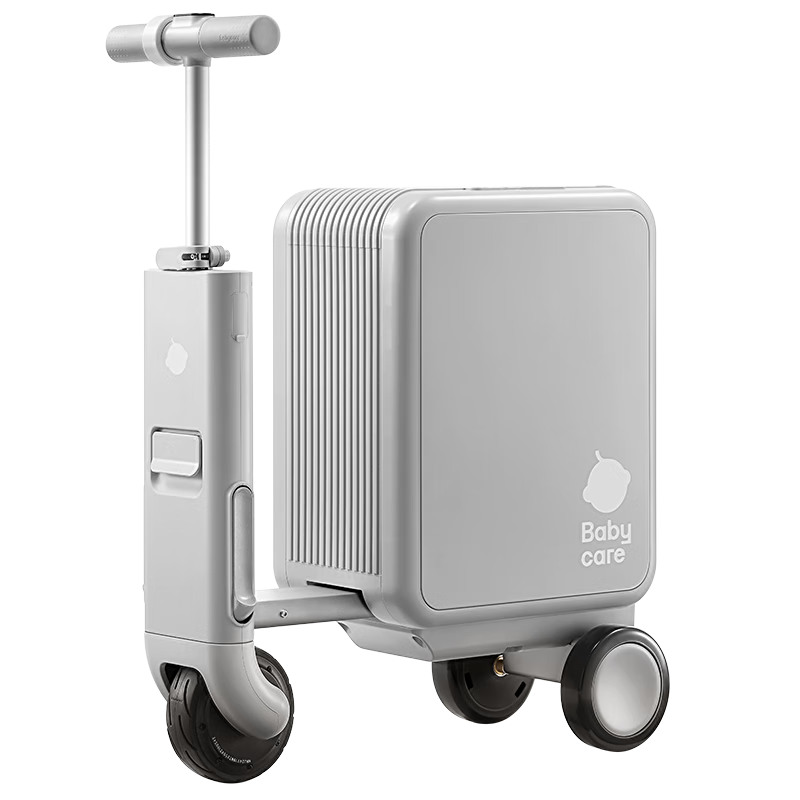 Babycare Electric Luggage, Rideable Smart Suitcase, Carry-On Travel Case, Seatable And Portable, 20-Inch, Time Silver