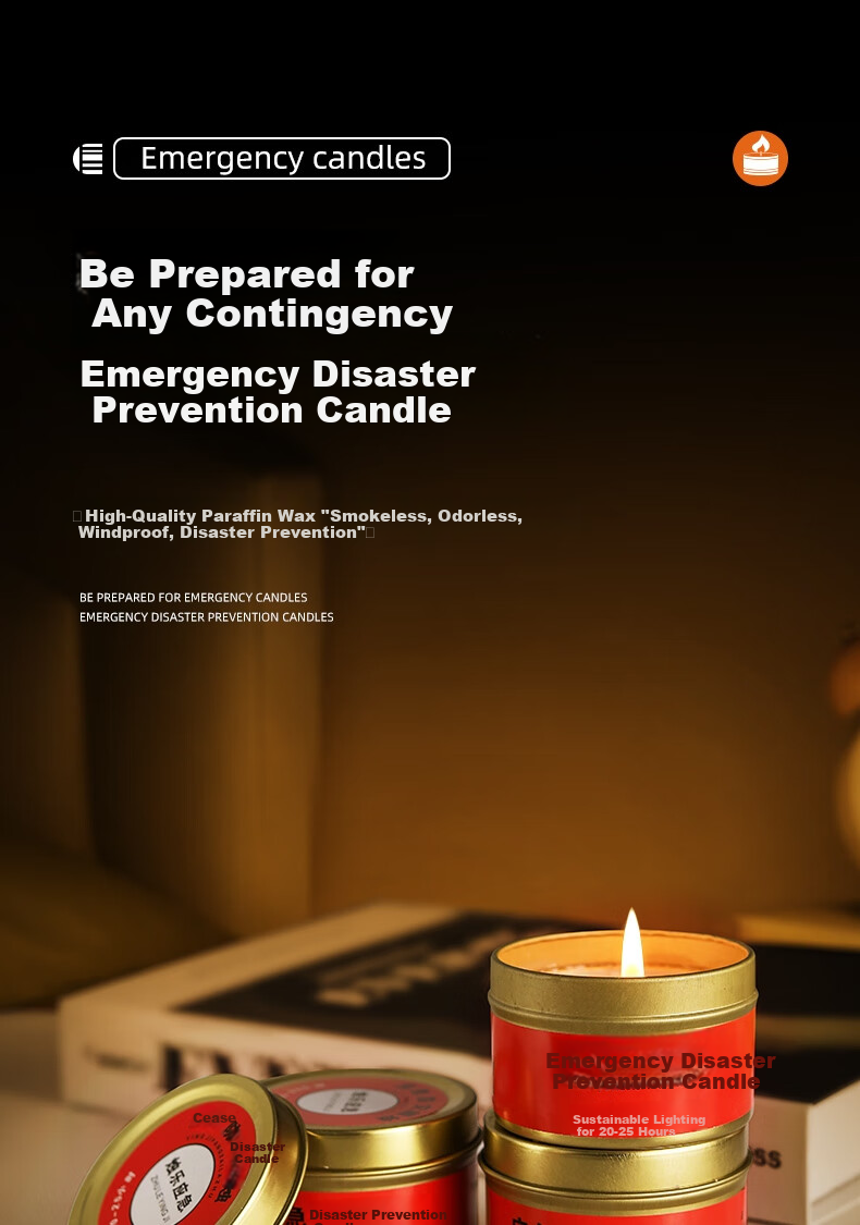 Bingyou Emergency Candles, Pack of 3, Disaster Prevention, Power Outage, Emergency Lighting, Extra Long Burning Time, Windproof, Smokeless And Odorless 1