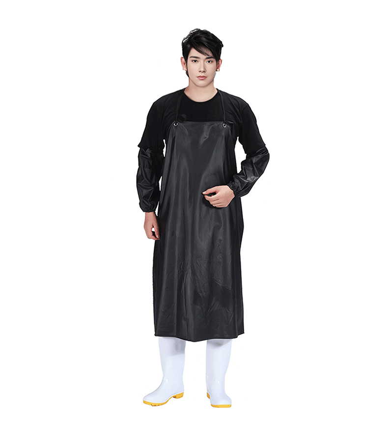 MAINUOQI PVC Double-Layer Composite Apron, Thickened, Acid And Alkali Resistant, Oil Resistant, Sleeveless Leather Waterproof And Oil-Proof Waist Apron, Anti-Stain, Black And Orange, One Size Fits All 1