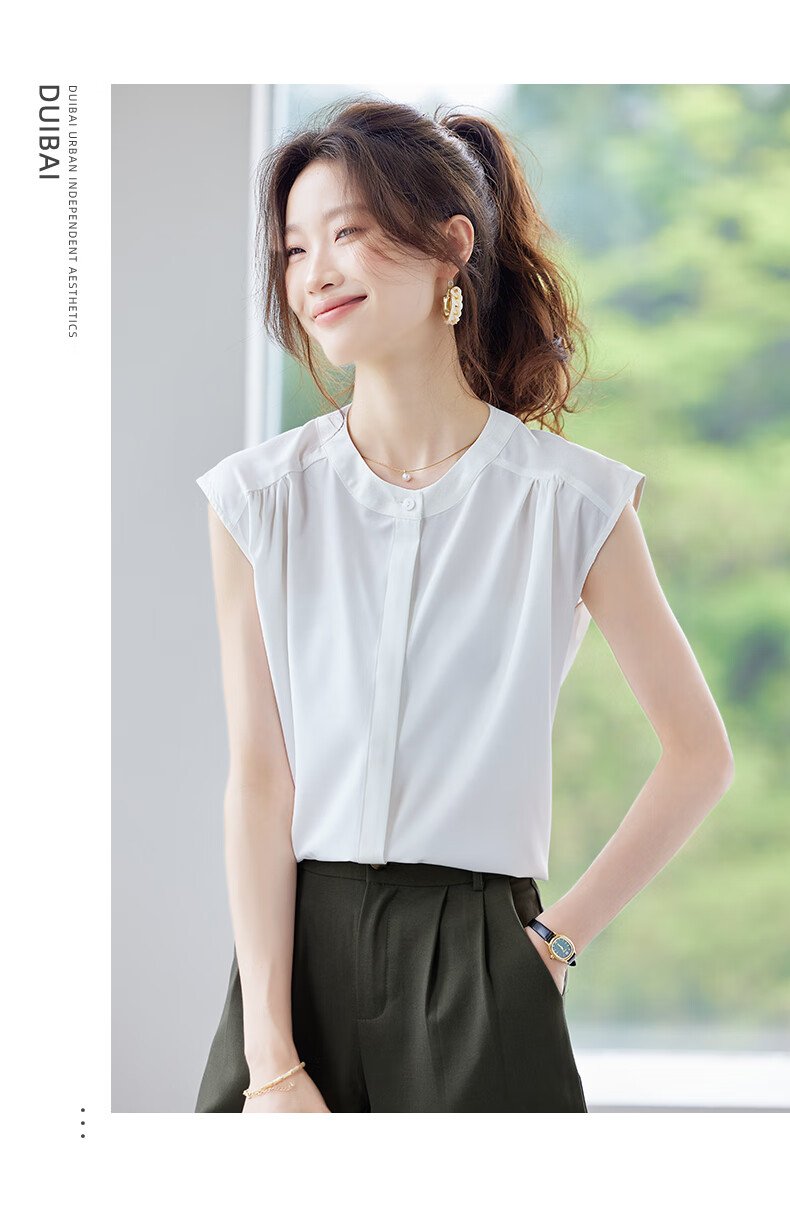 Jeanswest Korean Style Sleeveless Round Neck Shirt Women 2026 Summer New Simple Green Top XL 5