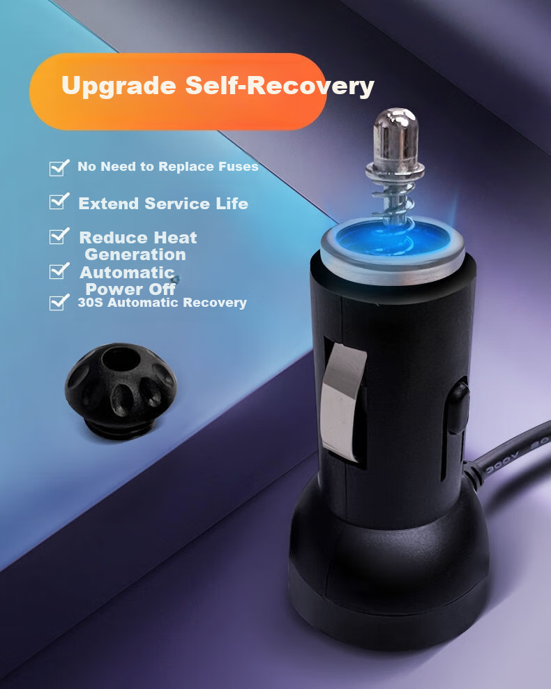 Yantu Car Charger Super Fast Charging Cigarette Lighter Adapter Three-In Dual USB Voltage Detection LED Black B08 3