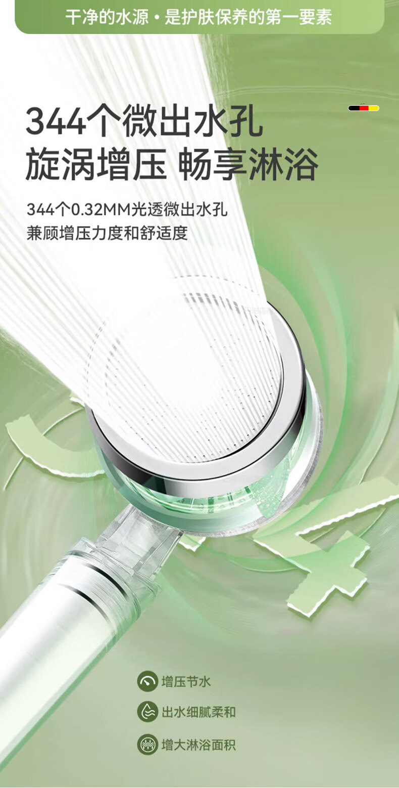 HOMK [Germany] Shower Head Set of Three, Filtered Water Pressure Booster Chlorine Remover Skin-Friendly Handheld Travel Shower Head 1