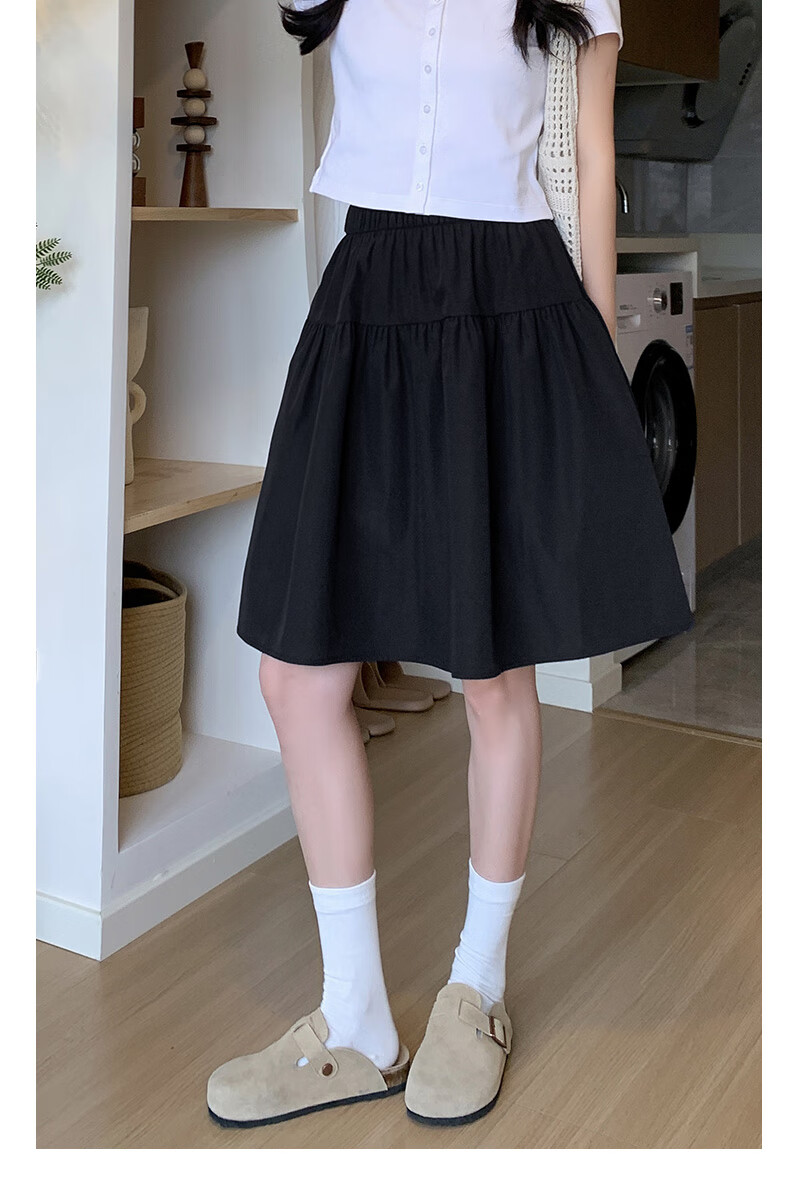 Langsha Cotton-Like Five-Point Short Skirt for Women Summer New Japanese Casual Elastic Waist A-Line Sports Umbrella Skirt 8