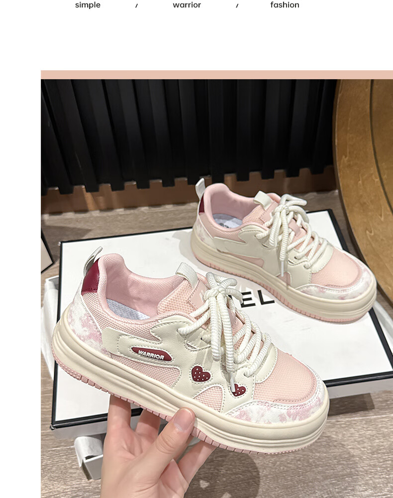 Warrior Women's 2025 New Breathable Mesh Fashionable Youthful Versatile Sneakers Pink Size 39 8