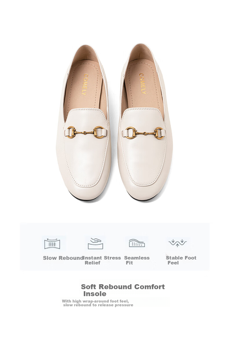 COMELY Genuine Leather Loafers for Women, Spring And Summer New Style, Sheepskin Flat Slip-On Shoes, Comfortable Versatile Leather Shoes, Black, Size 40 5