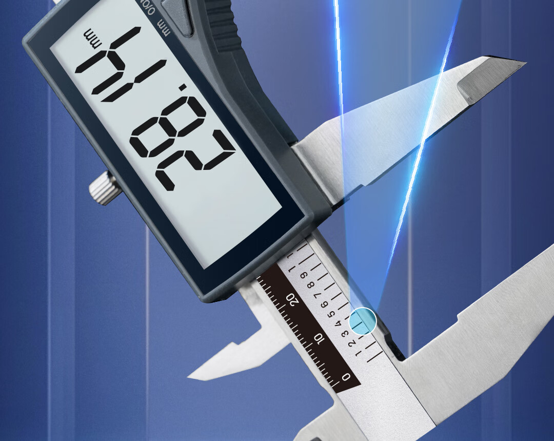 Deli Full-Screen Digital Vernier Caliper, Precision Ground High-Precision Stainless Steel Body Electronic Height Gauge for Experimental Teaching, 150mm 12