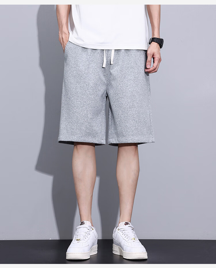 Yipintiancheng 2025 Summer Heavyweight Sports Shorts, Comfortable Solid Color Knee-Length Pants, Large Size Loose Versatile Trendy Casual Mid-Length Shorts 12