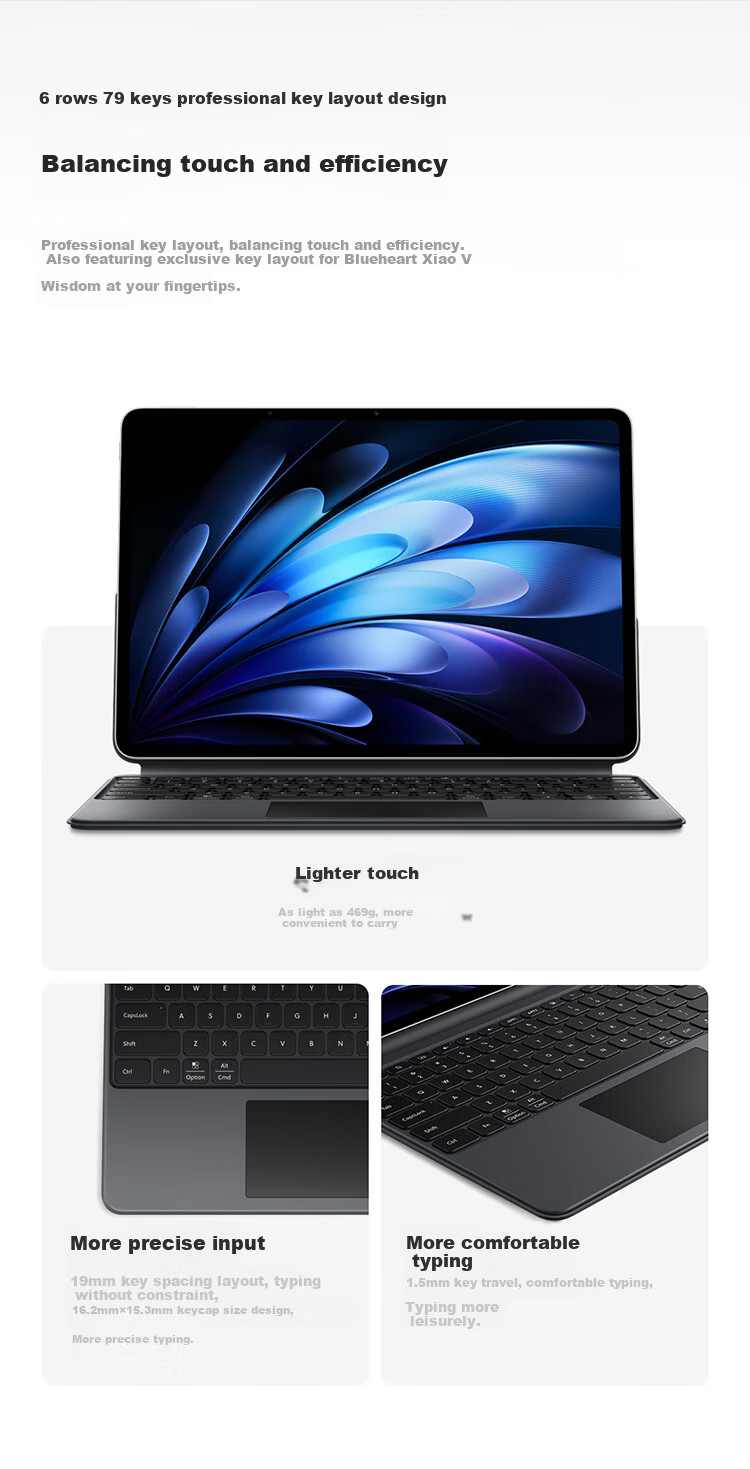 Vivo Smart Touch Keyboard 5, New Moon Gray, Professional Key Layout Design, Extra-Large Touchpad, 140° Adjustable [Compatible with Vivo Pad5 Tablet] 2