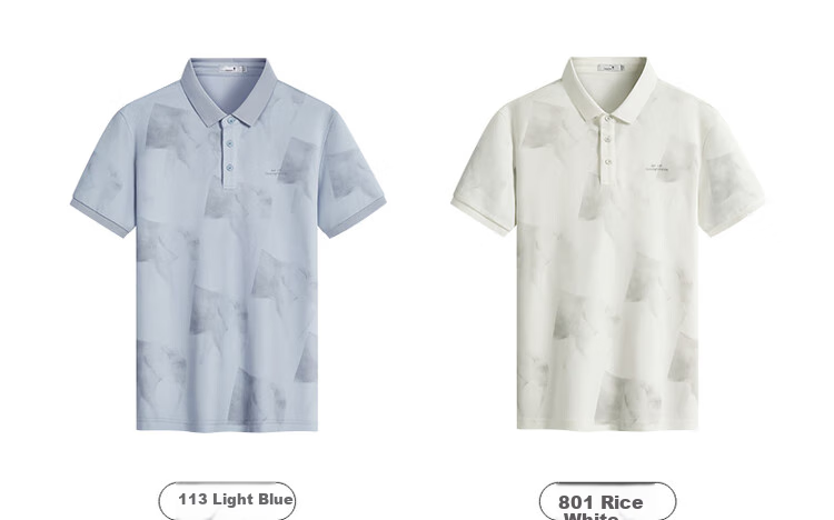 DANCING WOLVES [7A Antibacterial 2A Anti-Mite] Cool Breathable Summer Full-Print Men's Short-Sleeve POLO 801 Off-White XL(180) 8